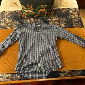 Peter Millar Blue Plaid Casual Button Down Shirt XL